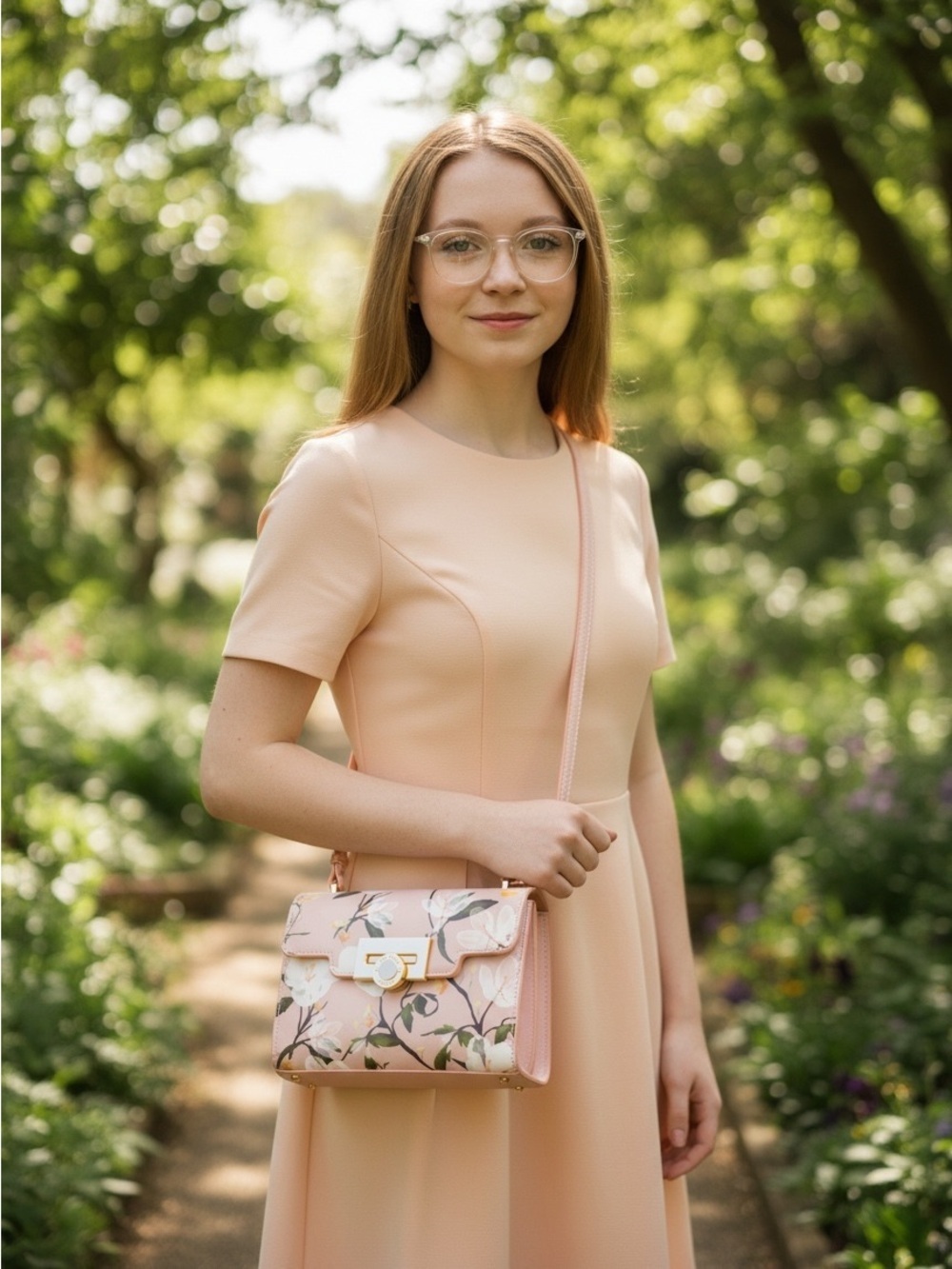 NWT Ted Baker London Pink Floral Structured Top Handle Crossbody Bag